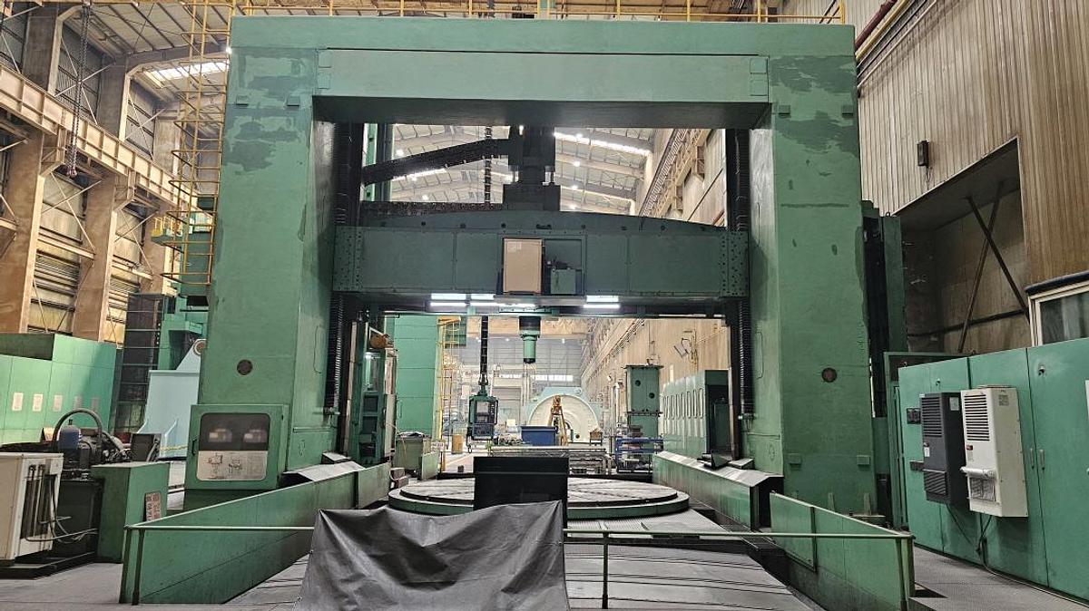Used Hankook VTC 5060Y CNC Double Column Vertical Boring & Turning Machine with Y-Axis Traveling Table, Live Spindle, C-Axis