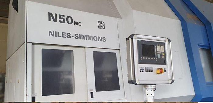 Used Niles Simmons 5-Axis Heavy Duty N50MC / 6000 CNC Slant Bed Milling Center – 4 Longitudinal Guideways