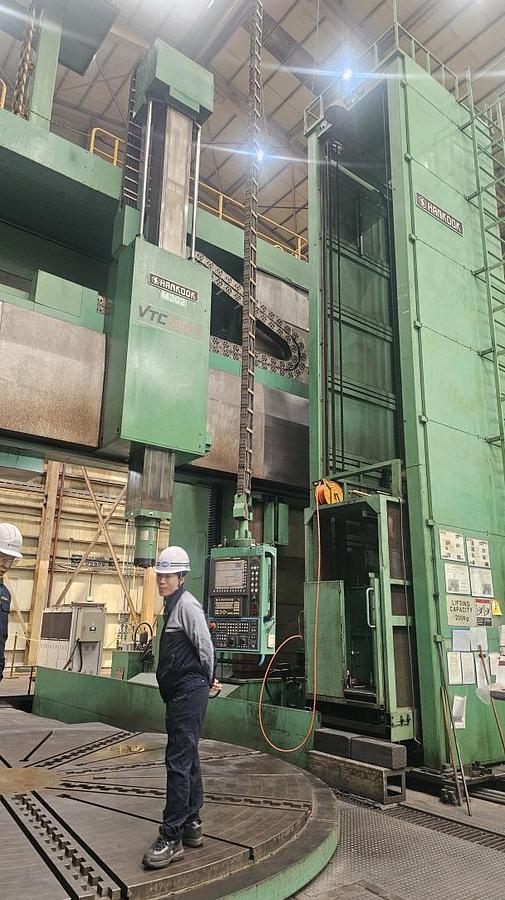 Used Hankook VTC 5060Y CNC Double Column Vertical Boring & Turning Machine with Y-Axis Traveling Table, Live Spindle, C-Axis