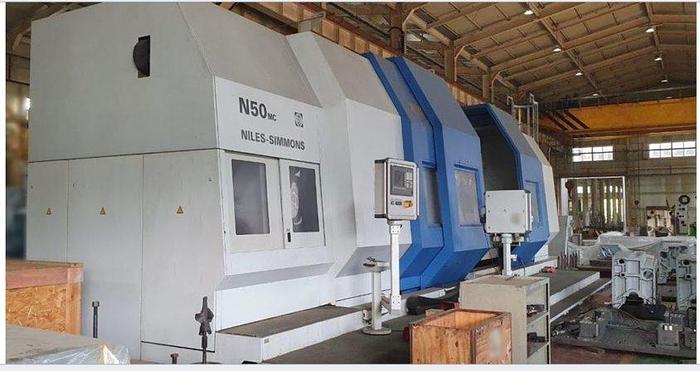 Used Niles Simmons 5-Axis Heavy Duty N50MC / 6000 CNC Slant Bed Milling Center – 4 Longitudinal Guideways