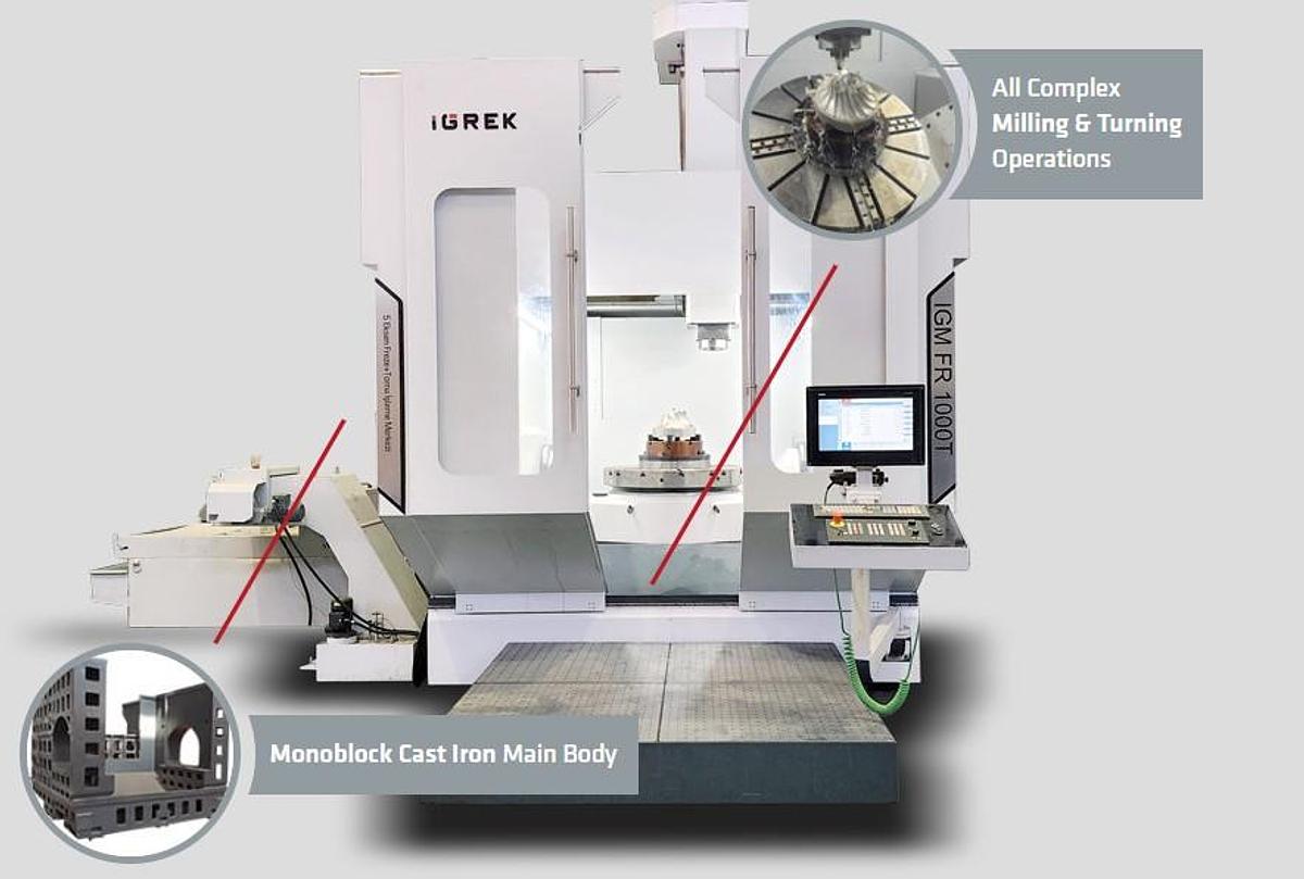 Used Igrek FR 1000T CNC 5-Axis Milling & Turning Center with Tilting Table