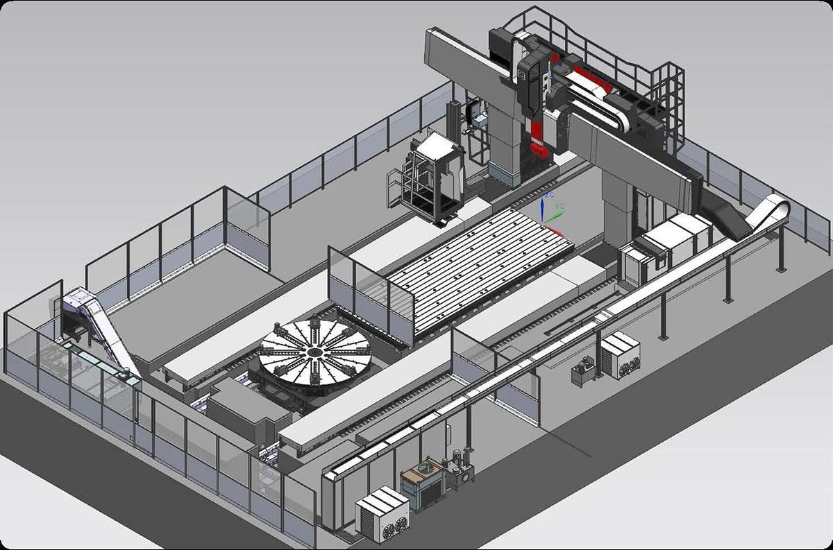 Used TOS KURIM FRUF 300/12 CNC Gantry Type Milling Machine with 3000mm Diameter VTL Rotary Table and 2-Axis Sweeping Head