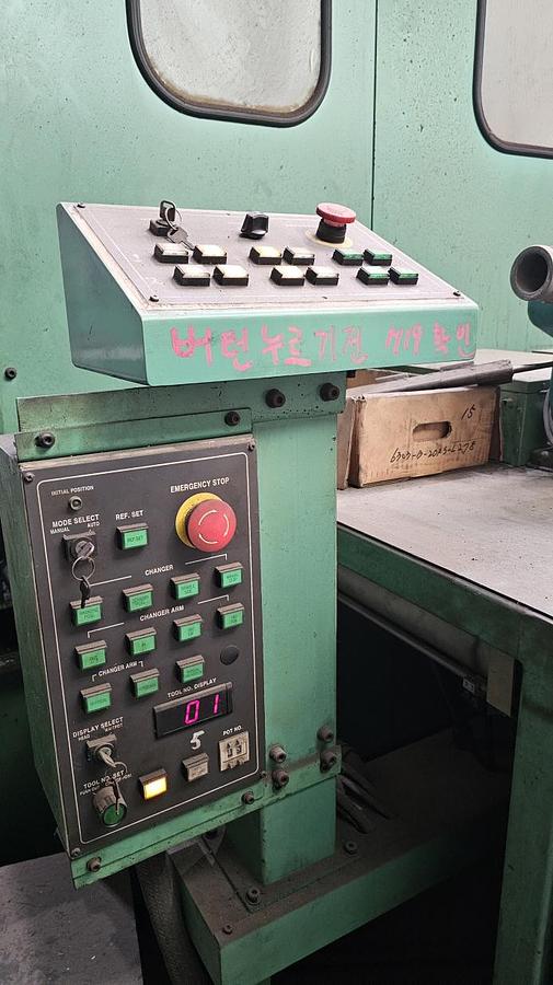 Used Hankook VTC 5060Y CNC Double Column Vertical Boring & Turning Machine with Y-Axis Traveling Table, Live Spindle, C-Axis