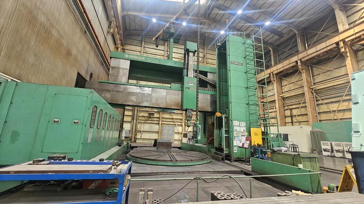 Used Hankook VTC 5060Y CNC Double Column Vertical Boring & Turning Machine with Y-Axis Traveling Table, Live Spindle, C-Axis