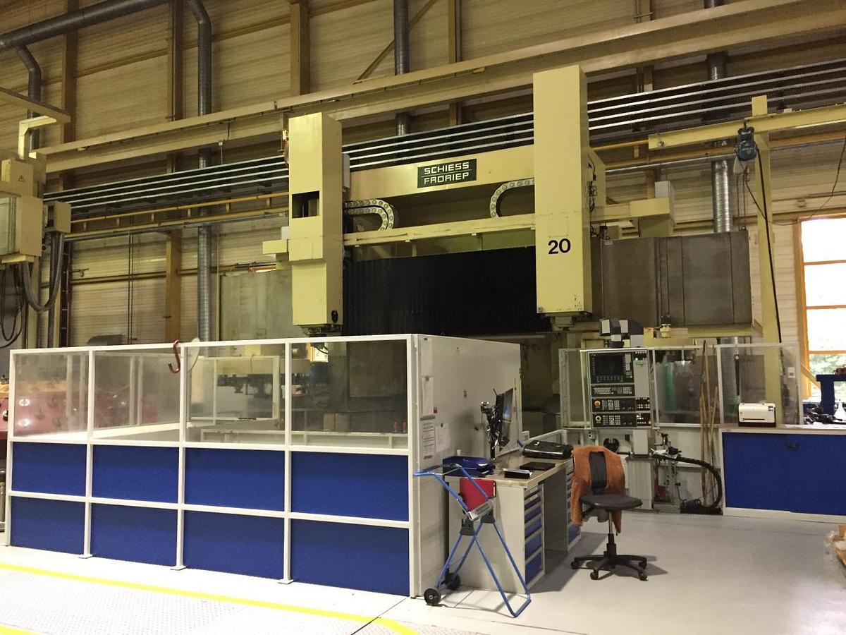 Used Schiess 40 DZ 12-350/400-300/180 CNC Double Ram Vertical Boring & Milling Machine with Live Spindle & Table C-Axis