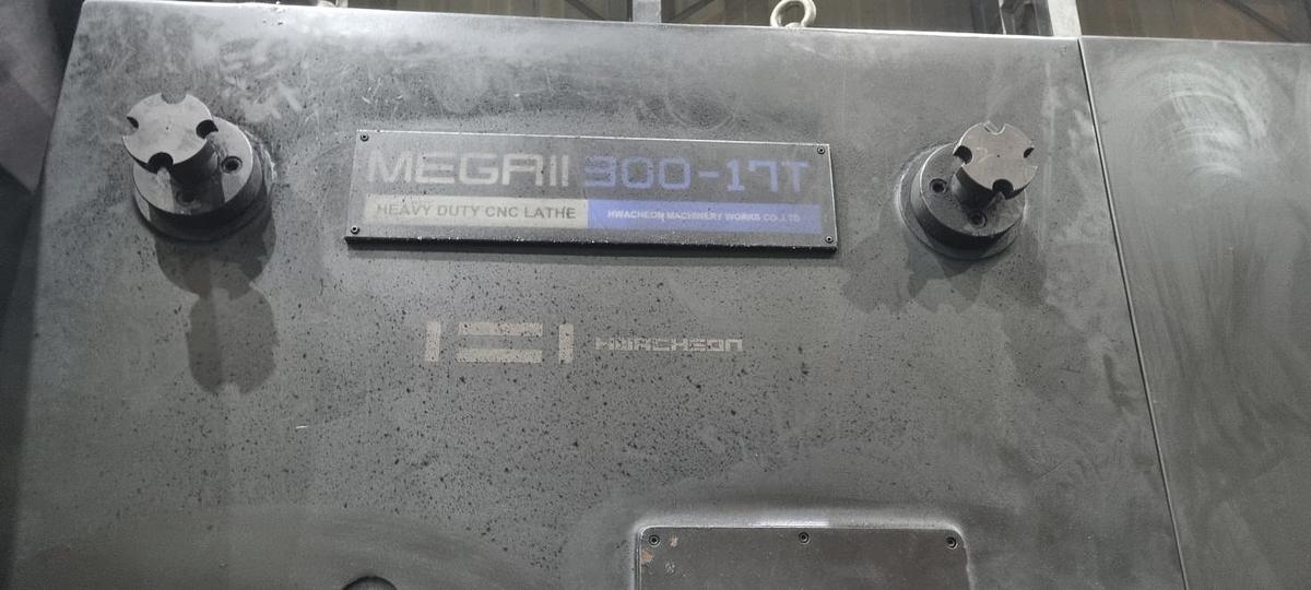 Used Hwacheon Mega 300-17T CNC Heavy-Duty Horizontal Lathe