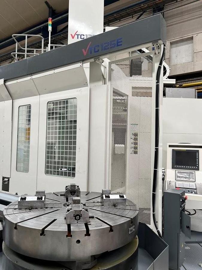 Used Hankook VTC 125 E-APC CNC Single Column Vertical Boring Mill with C-Axis and Double Automatic Pallet Changer
