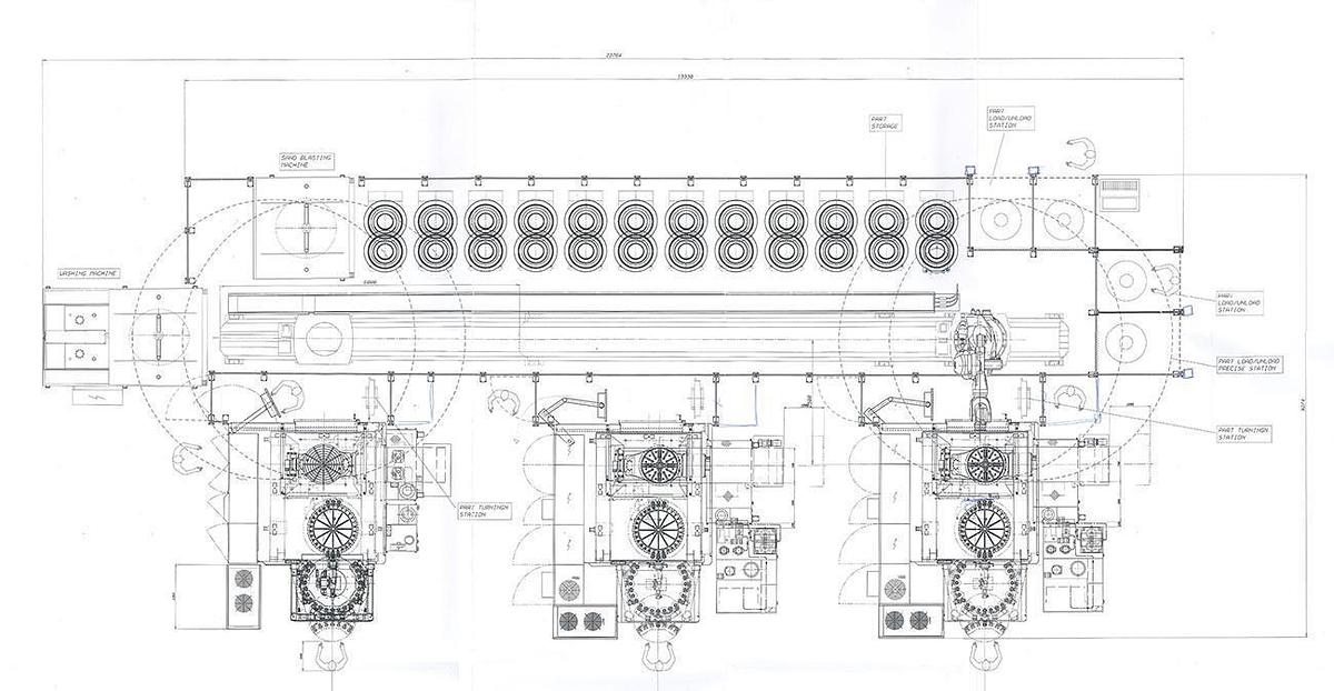 Used 3x Breten 5-Axis Machining Centers with Fanuc Robot Loader 
