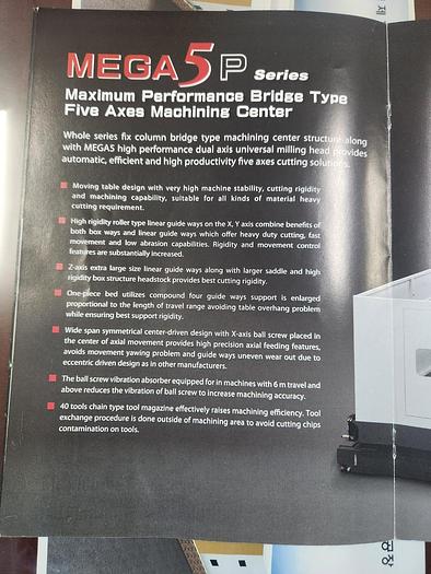 Used AWEA MEGA 5 P5025 CNC 5-Axis Bridge Type Machining Center