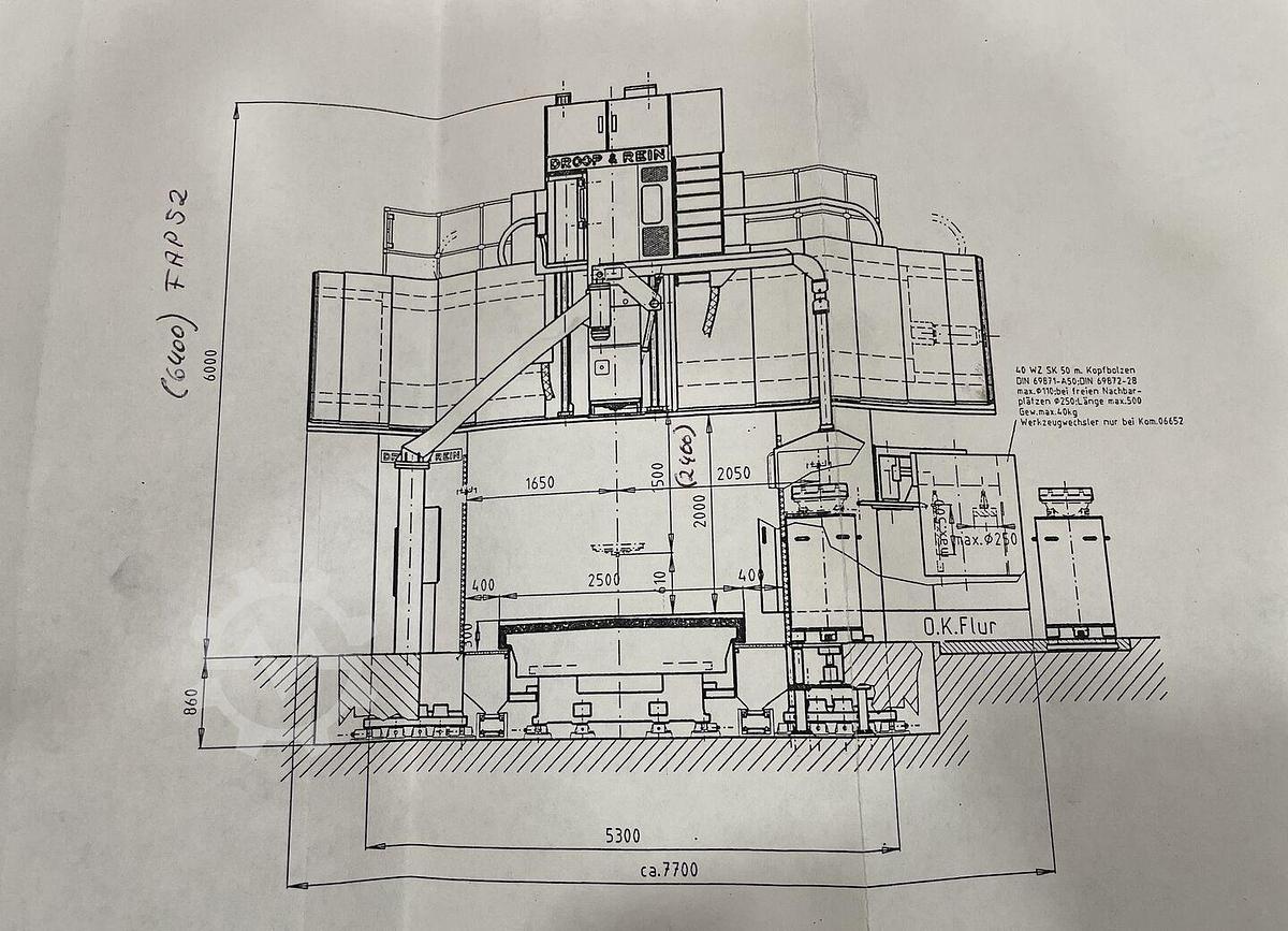 Used Droop + Rein FPV 2500 SL50-15N CNC Planer Type Double Column Milling Machine