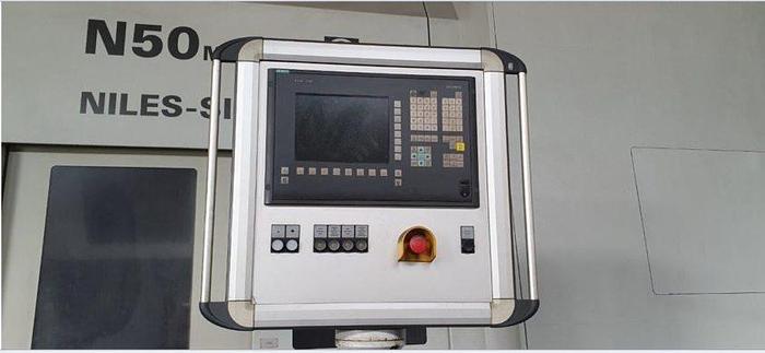 Used Niles Simmons 5-Axis Heavy Duty N50MC / 6000 CNC Slant Bed Milling Center – 4 Longitudinal Guideways