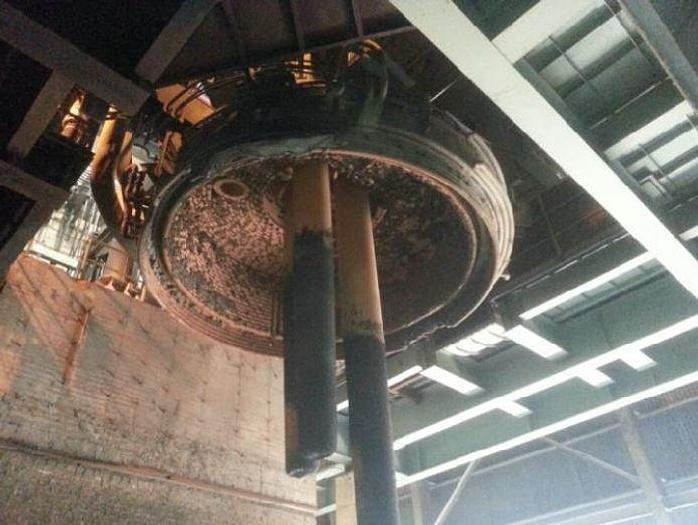 Used Inteco 150 Ton Ladle Furnace with Moving Rail Car, Dust Collection, Auto Input system