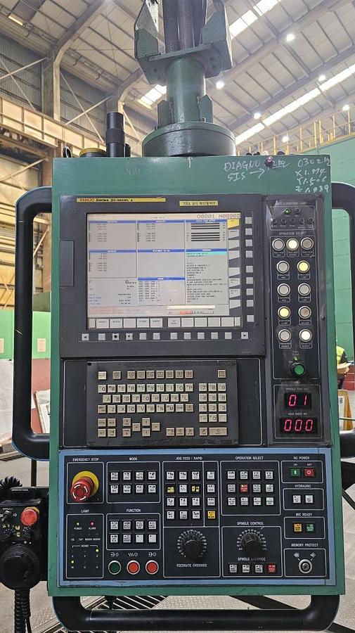 Used Hankook VTC 5060Y CNC Double Column Vertical Boring & Turning Machine with Y-Axis Traveling Table, Live Spindle, C-Axis