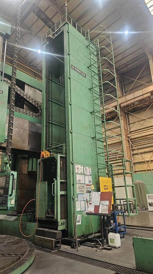 Used Hankook VTC 5060Y CNC Double Column Vertical Boring & Turning Machine with Y-Axis Traveling Table, Live Spindle, C-Axis
