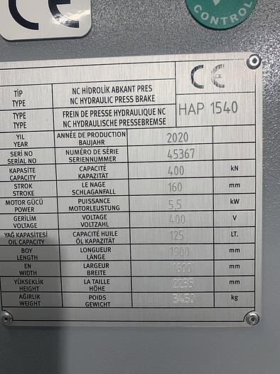UZMA NC controlled Press brakes  30 ton - 60 ton   830mm - 2100mm