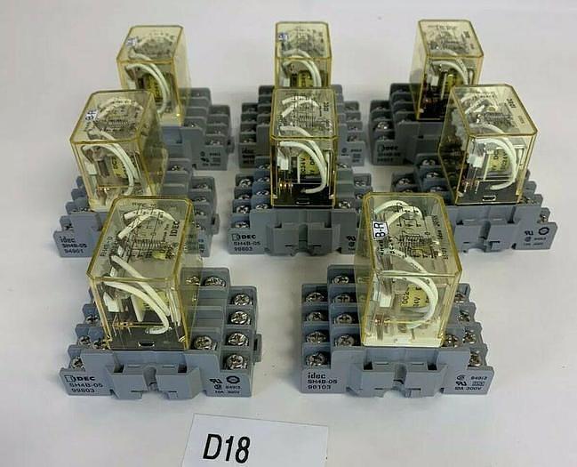 Used IDEC RH4B-U Relay and SH4B-05 Base (Lot Of 8) Fast Shipping!~Warr