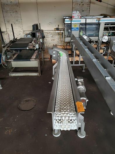 Used Stainless Steel 6" x 9' incline washdown Conveyor With Plastic Belt. 230/480v