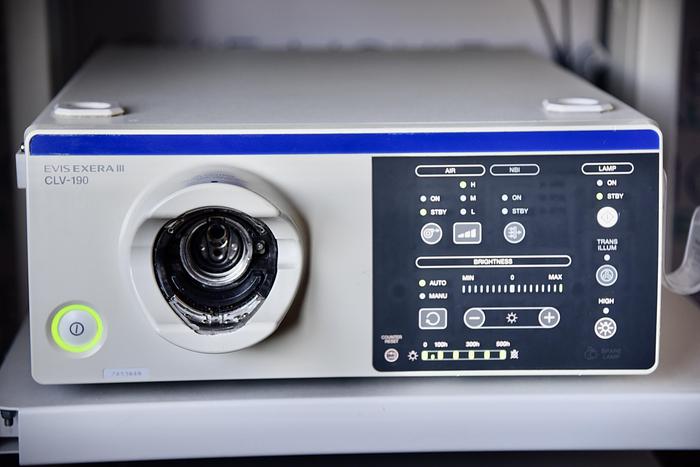 Used Olympus CV-190 Evis Exera III Video System, CLV-190 Xenon Light Source, Monitor and Keyboard with Mobile Endoscopic Workstation