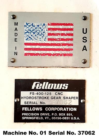 Used Fellows HydroStroke FS400 - 125 CNC Gear Shaper (Machine No. 1)