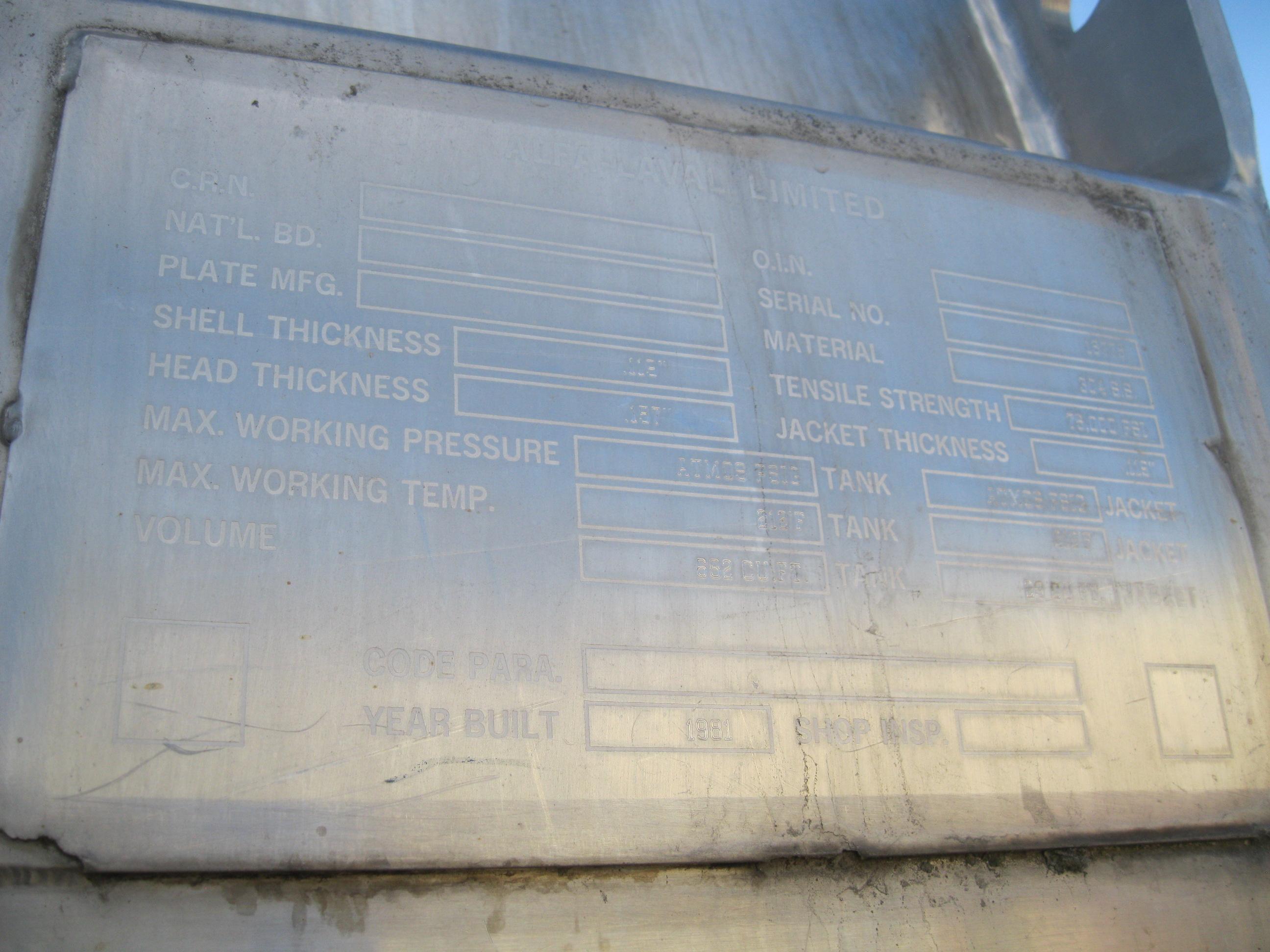 Usado 180 GALLON PROCESSOR TANK.  AVINS SERIAL 036