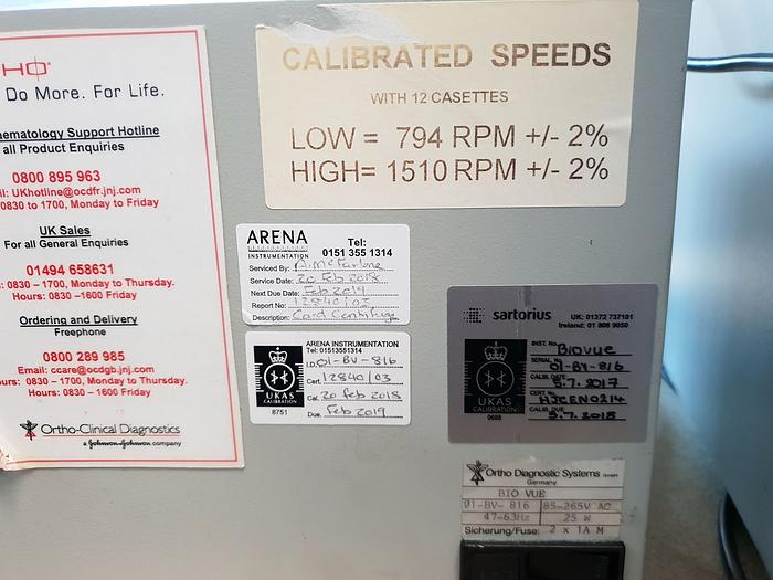 Used Ortho BioVue Clinical diagnostics
