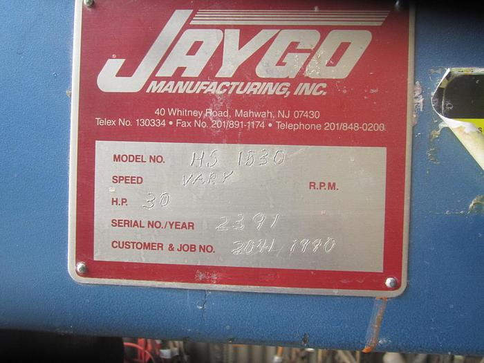 Used Mixer, Dispersion, 30 HP, S/st, Jaygo, Mdl HS1530, #S739684