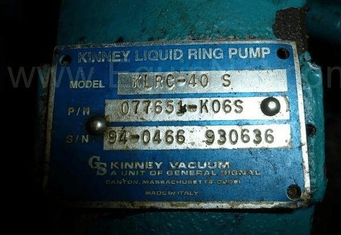 Used KINNEY MODEL KLRC-40S LIQUID RING VACUUM PUMP – C/I – S/S