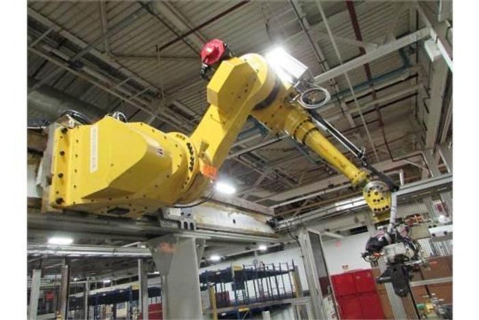 Used FANUC GANTRY ROBOT SYSTEM WITH M710iB/70T ROBOT 8' TALL X 10,200 MM TRAVEL RJ3iB CONTROLLER