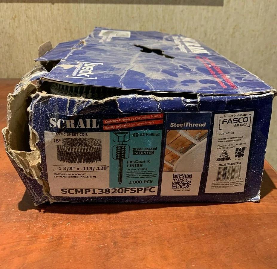 Scrail Fasco Collated Nail Screw Fasteners 1 3/8" Plastic Sheet Coil (2800 Pack)