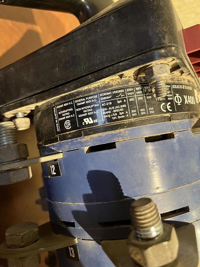 Used Kraus & Naimer X400 400A 600VAC Voltage Selector Switch - P/N: A041W640
