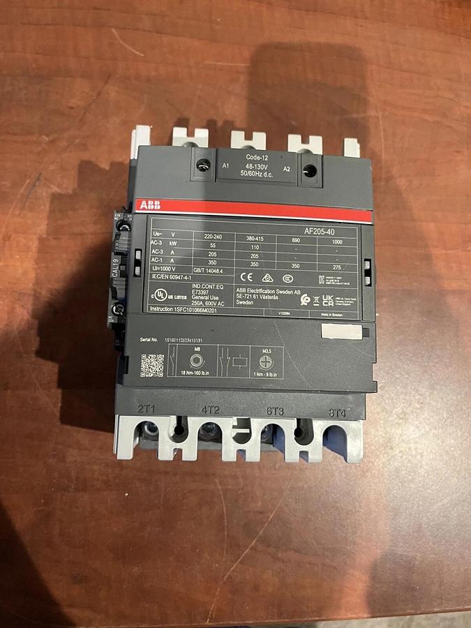 New ABB AF205-40 250 Amp 600VAC Contactor - S/N: 1S1620112523415131