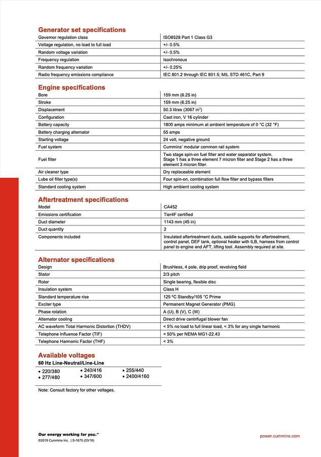 Used New 1500kW Cummins DQGAS - QSK50 (T4F) Stationary Diesel Generator Set