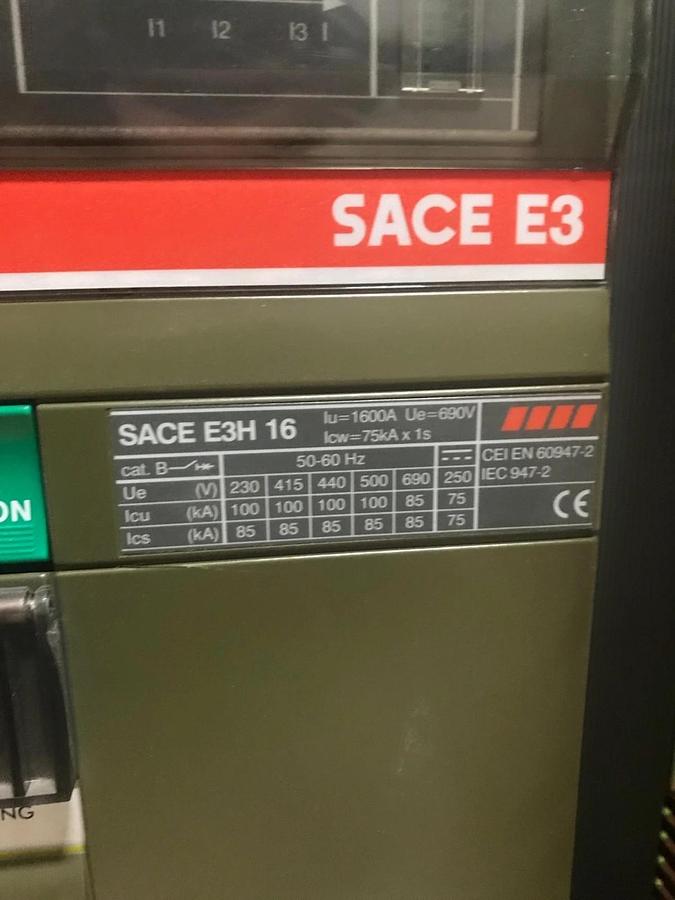 Used 1600 Amp ABB Circuit Breaker w/ Draw-Out Breaker Holder | SACE E3H 16