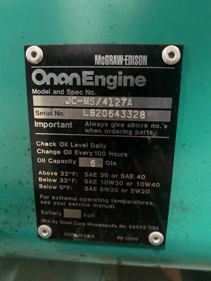New Old Stock Onan McGraw-Edison JC-MS/4127A Engine | S/N: L820643328