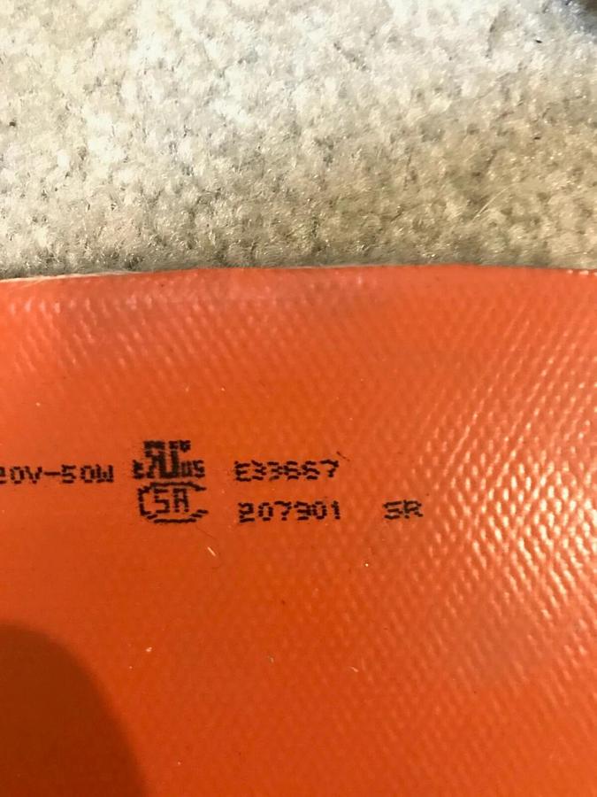 Used 50 Watt Battery Heater Cummins Onan | P/N: A047T975 Chromoalox Silicon Pad