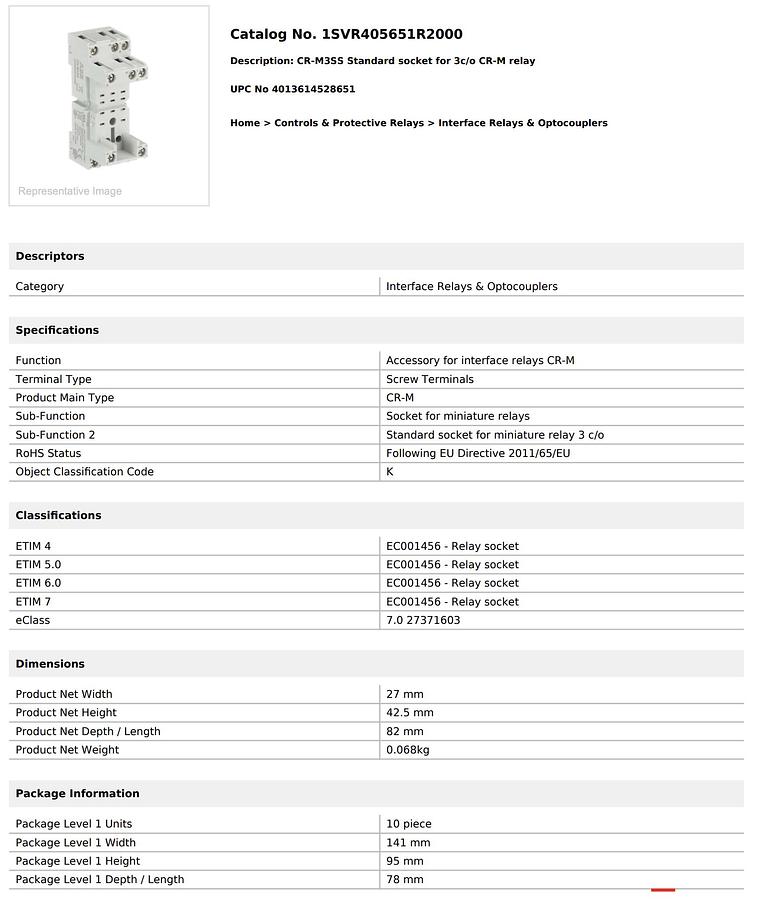 Used Used ABB 24VDC CR-M024DC3 Relay with CR-M3SS Socket