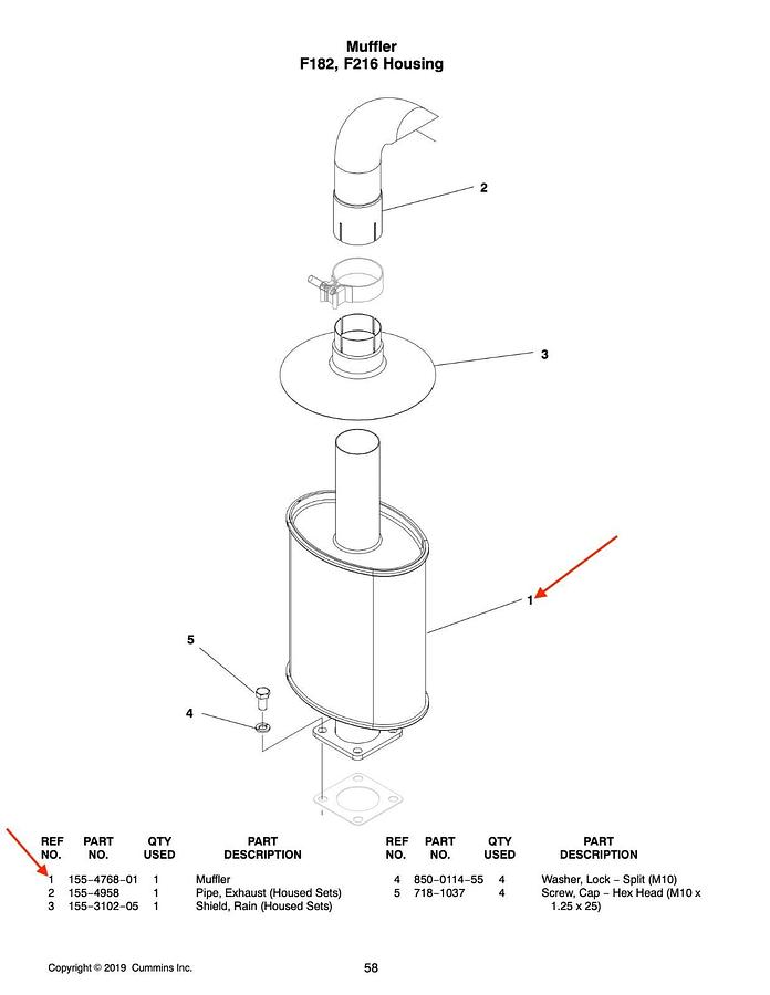 Used New Genuine OEM Cummins Nelson Generator Exhaust Muffler | P/N: 155-4768-01