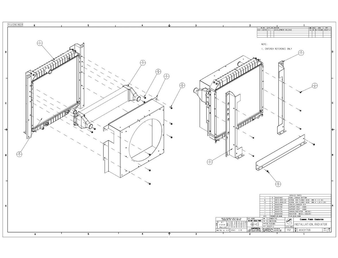 Used Cummins Onan A043Y708 Radiator For C60 N6H C60-N6H | Genuine OEM Part