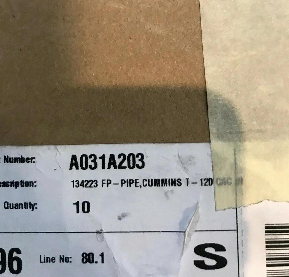 Used New Cummins Cooling System Pipe | Fits C100-D6R | Cummins P/N: A031A203