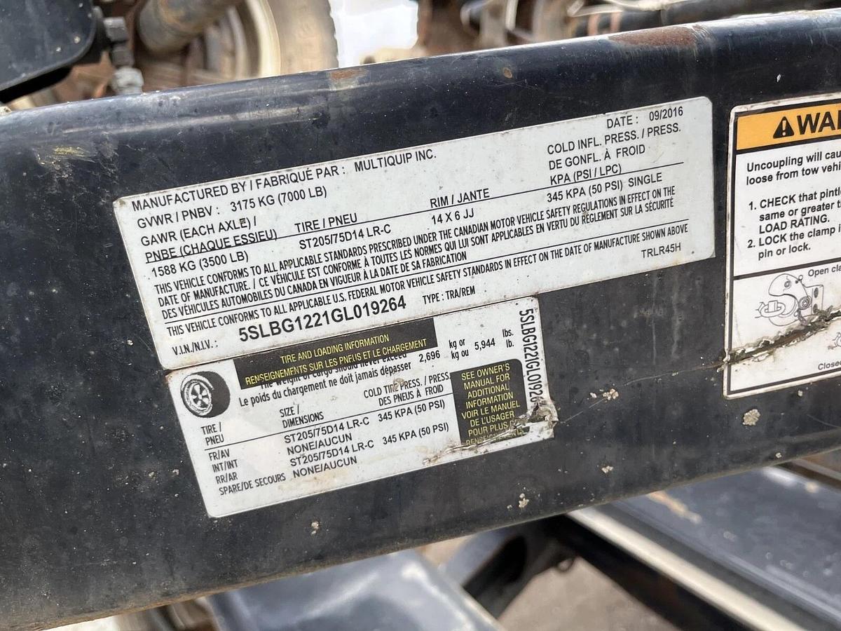 Used Used Multiquip TRLR45H 12' Dual Axle Trailer