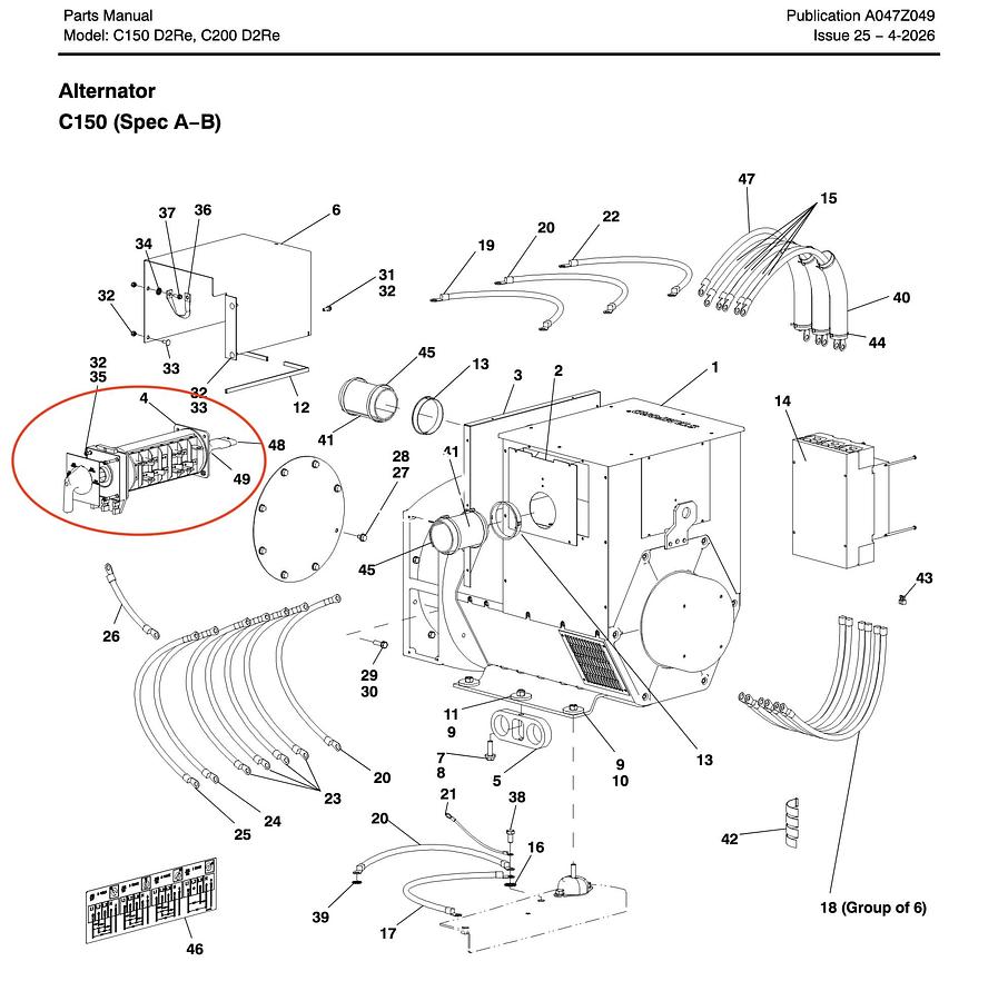 Used 240 Amp 600VAC Kraus & Naimer C315 Voltage Selector Switch from Cummins C150D2RE