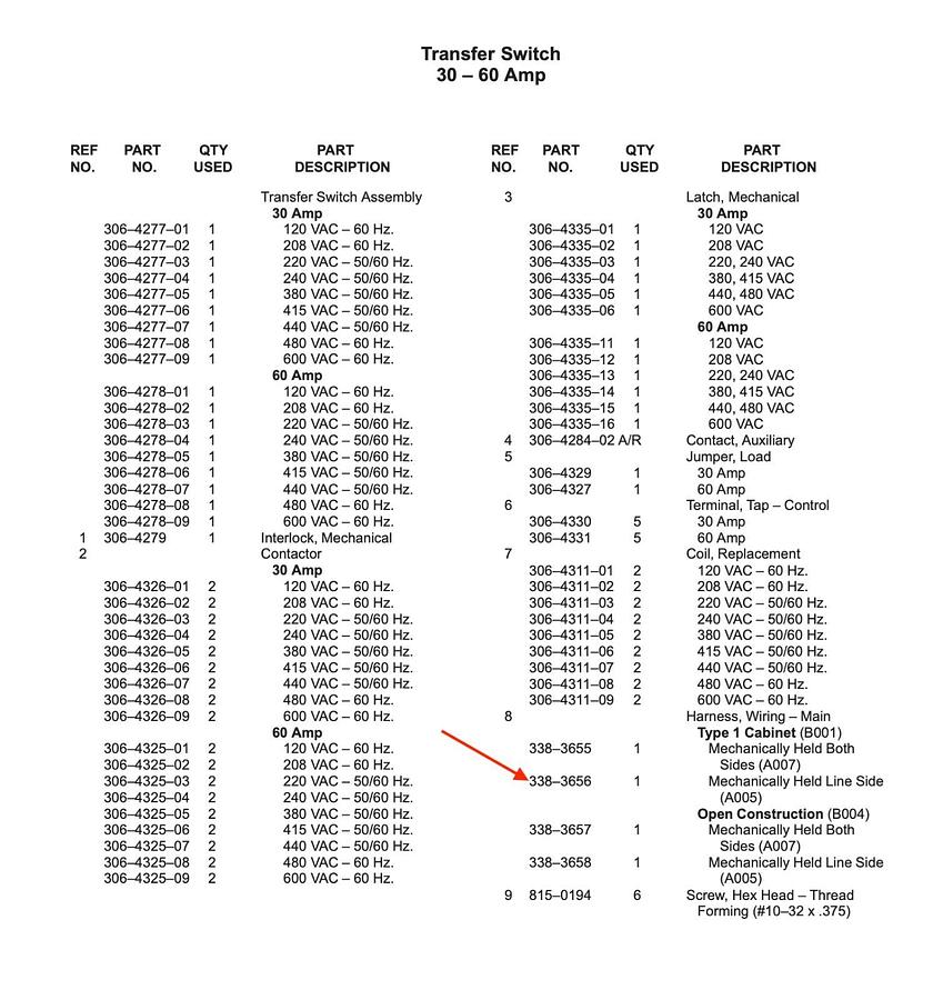 New Genuine Cummins Onan LTA Transfer Switch Main Wiring Harness | P/N: 338-3656