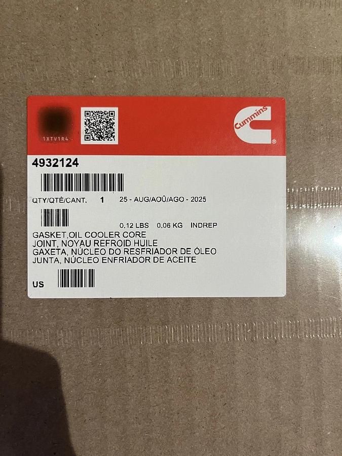 Used New Cummins Oil Cooler Core Gasket - P/N: 4932124