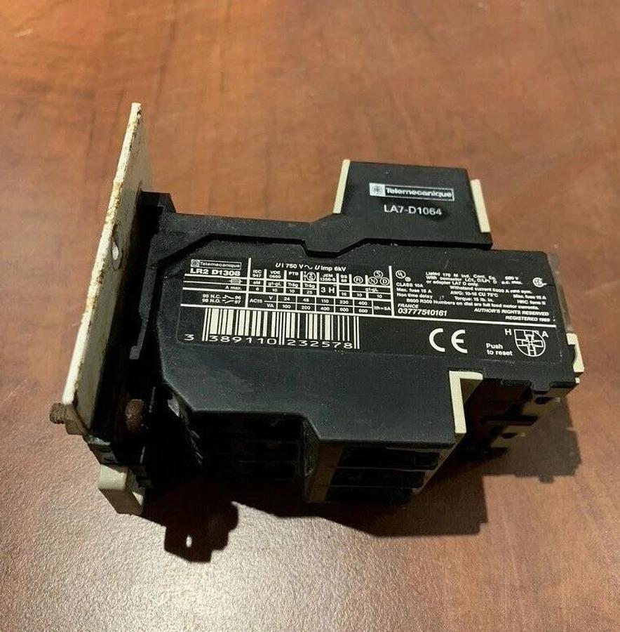 Used Telemecanique LR2 D1308 Overload Current Relay w/ LA7-D1064 Terminal Block