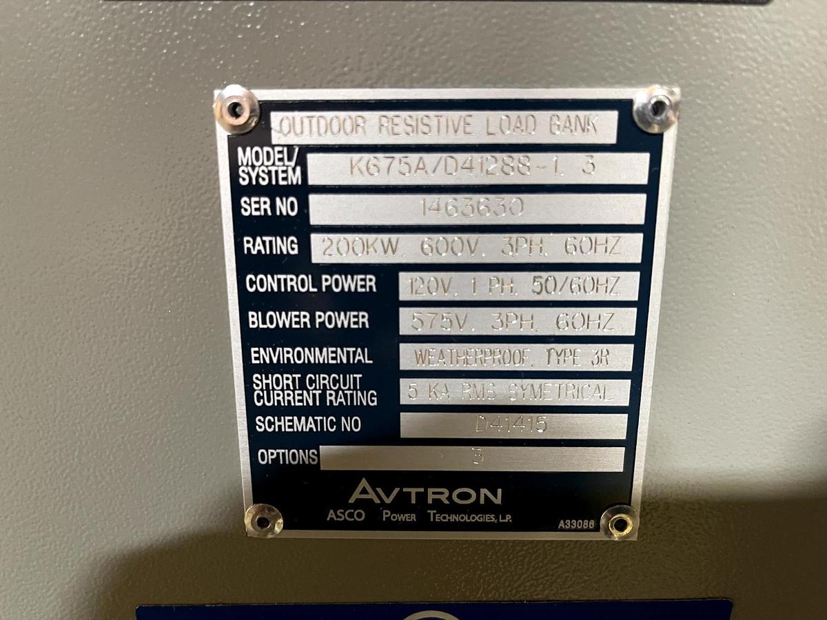Used New 200kW Avtron K675A Outdoor Resistive Load Bank I PN: A051Y684