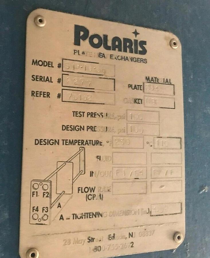 Used Polaris Plate Heat Exchanger | S19IG38 230F 38 Plate