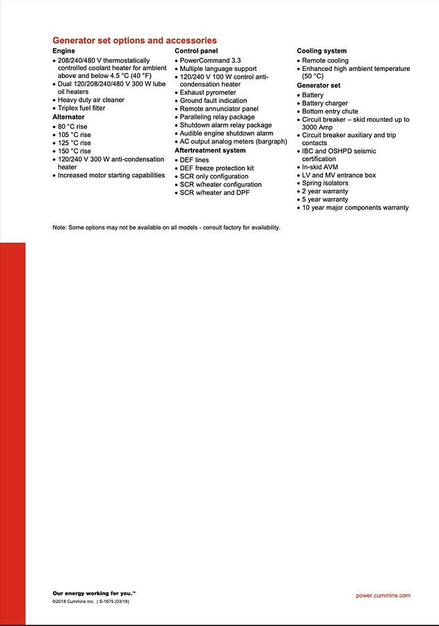Used New 1500kW Cummins DQGAS - QSK50 (T4F) Stationary Diesel Generator Set