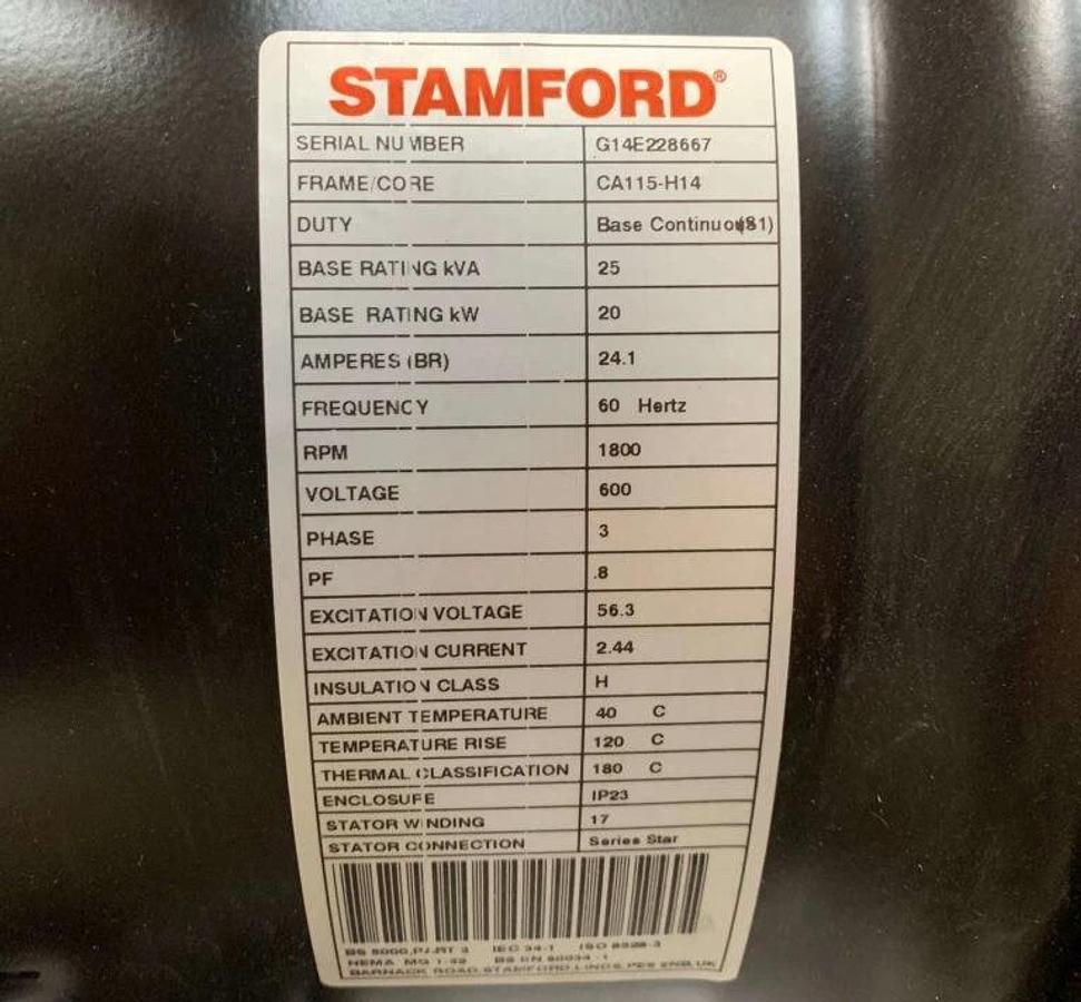 Used **600V Only** New Stamford 20kW CA115-H14 Alternator for C20-N6 - P/N: A045L884