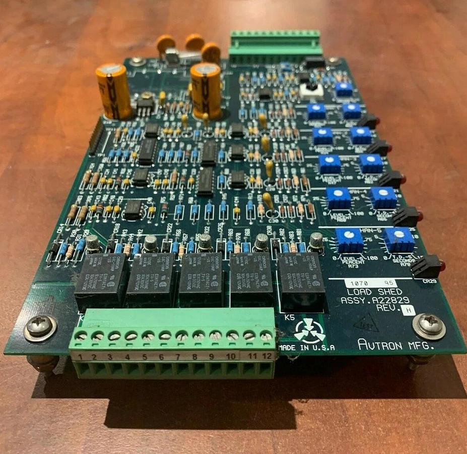 Used Avtron Asco Load Shed PCB ASSY. A22829 Rev. H | From Avtron K675A Load Bank