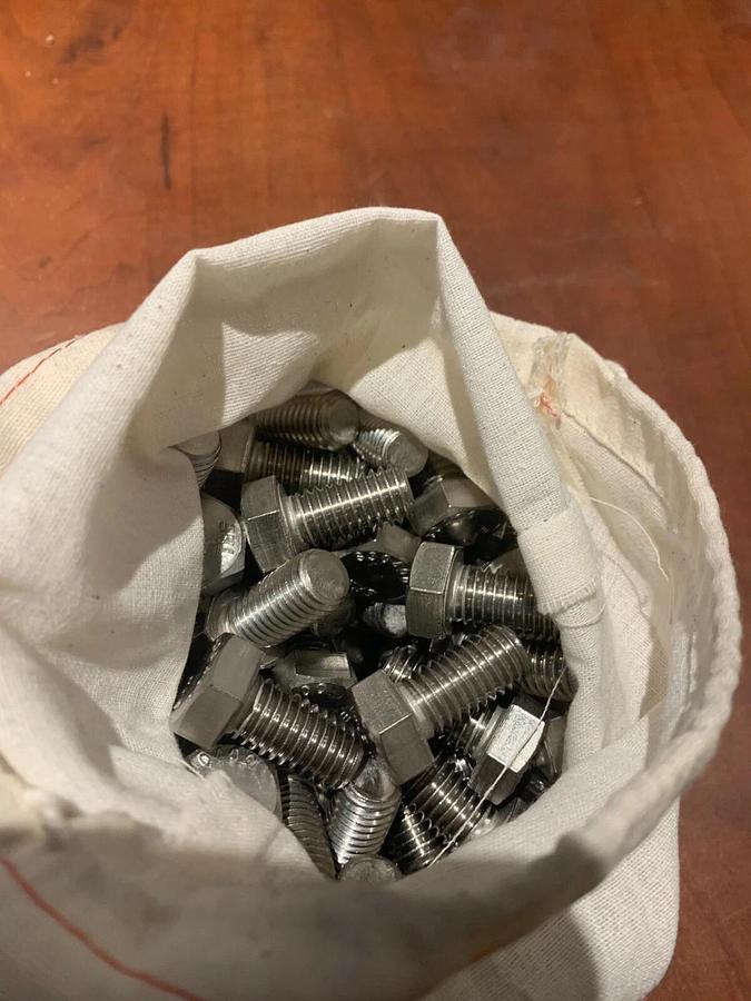 Used (100 Pack) Stainless Steel Hex Bolts - 1/2" x 1" Long | P/N: 1-H-50C-100
